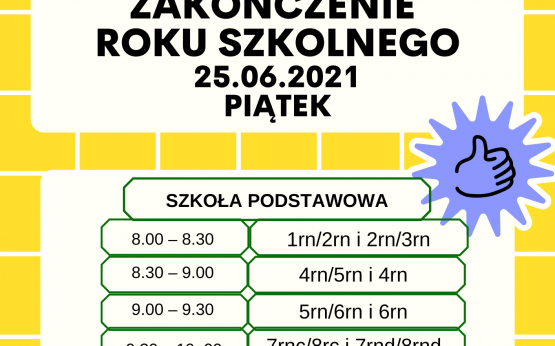 ZAKOŃCZENIE ROKU SZKOLNEGO