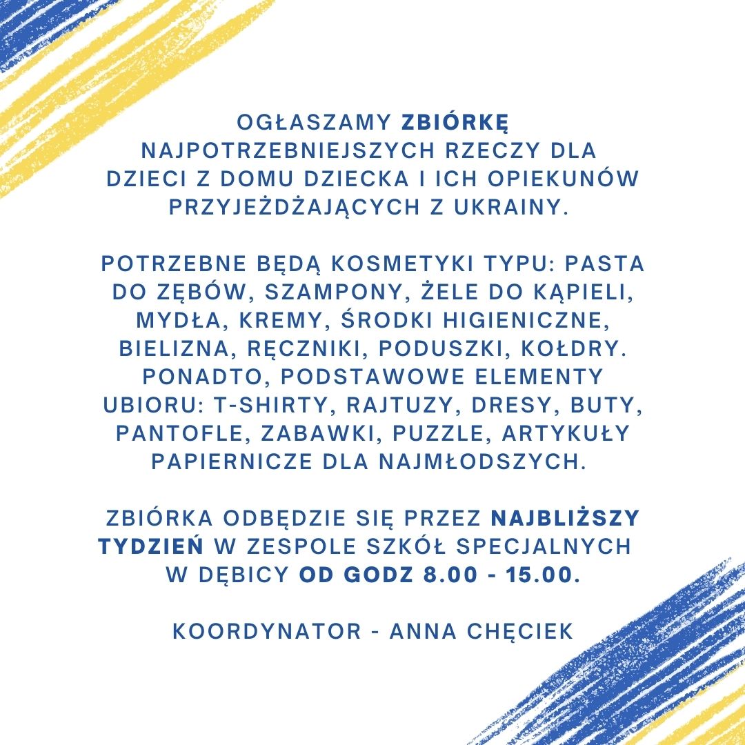 ZBIÓRKA DLA DZIECI Z UKRAINY